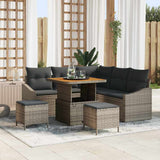vidaXL Tuinbank Set met kussen 8 pcs Zwart poly rattan