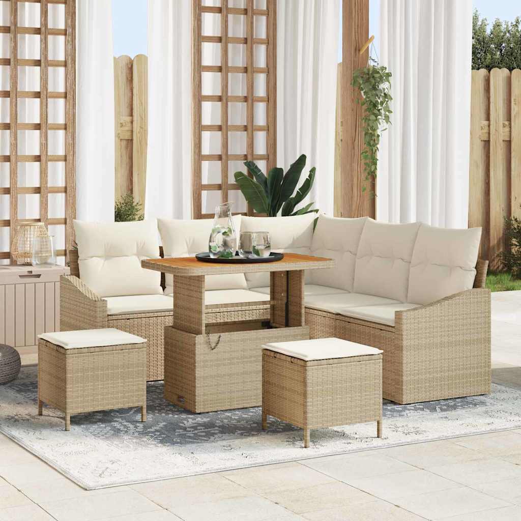 vidaXL Tuinbank Set met kussen 8 pcs Zwart poly rattan