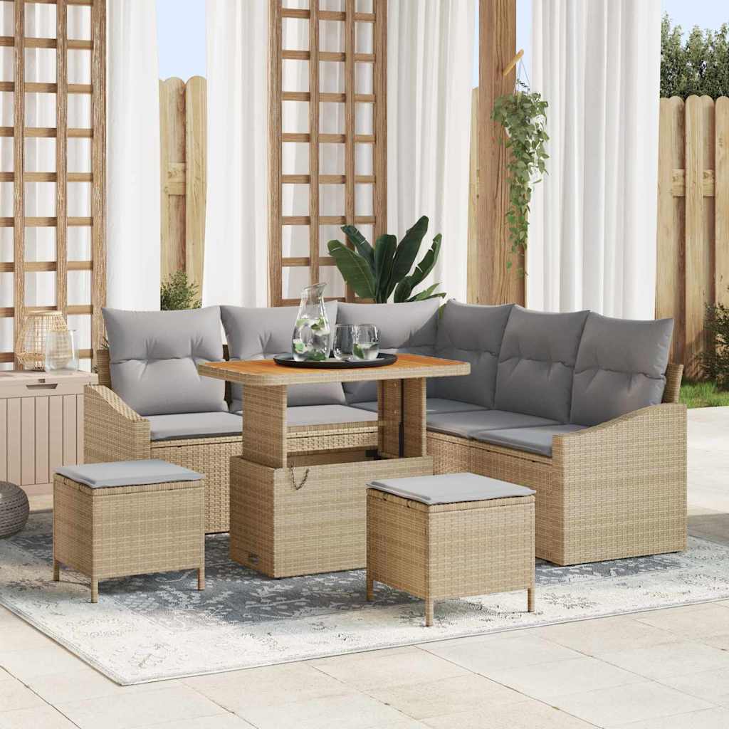 vidaXL Tuinbank Set met kussen 8 pcs Zwart poly rattan