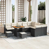 vidaXL Garden Sofa Set with Cushions 12 pcs Black poly rattan