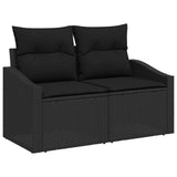 vidaXL Tuinbank Set met kussen 13 pcs Zwart poly rattan