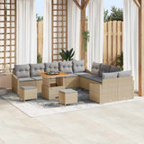 vidaXL Tuinbank Set met kussen 13 pcs Zwart poly rattan