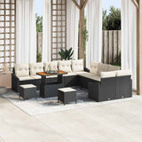 vidaXL Tuinbank Set met kussen 13 pcs Zwart poly rattan