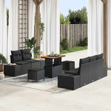vidaXL Tuinbank Set met kussen 8 pcs Zwart poly rattan