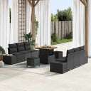 vidaXL Garden Sofa Set with cushions 9 pcs Black poly rattan