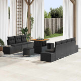 vidaXL Tuinbank Set met kussen 10 pcs Zwart poly rattan