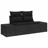 vidaXL Tuinbank Set met kussen 10 pcs Zwart poly rattan