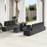 vidaXL Tuinbank Set met kussen 10 pcs Zwart poly rattan