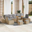 vidaXL Garden Bench Set with Cushion 10 pcs Black poly rattan