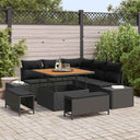 vidaXL Tuinbank Set met kussen 8 pcs Zwart poly rattan