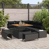vidaXL Tuinbank Set met kussen 8 pcs Zwart poly rattan
