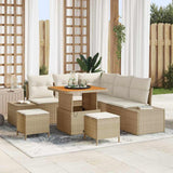 vidaXL Tuinbank Set met kussen 8 pcs Zwart poly rattan