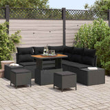 vidaXL Tuinbank Set met kussen 8 pcs Zwart poly rattan