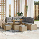 vidaXL Tuinbank Set met kussen 8 pcs Zwart poly rattan