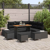 vidaXL Tuinbank Set met kussen 8 pcs Zwart poly rattan