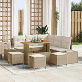 vidaXL Tuinbank Set met kussen 8 pcs Zwart poly rattan