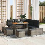 vidaXL Tuinbank Set met kussen 8 pcs Zwart poly rattan