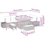 vidaXL Tuinbank Set met kussen 9 pcs Zwart poly rattan