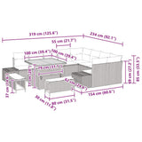 vidaXL Tuinbank Set met kussen 12 pcs Zwart poly rattan