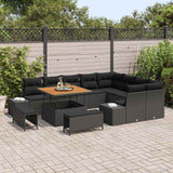 vidaXL Tuinbank Set met kussen 12 pcs Zwart poly rattan