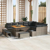 vidaXL Tuinbank Set met kussen 12 pcs Zwart poly rattan