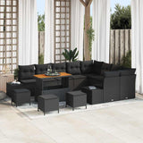 vidaXL Tuinbank Set met kussen 12 pcs Zwart poly rattan