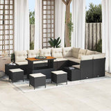 vidaXL Tuinbank Set met kussen 12 pcs Zwart poly rattan