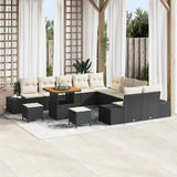 vidaXL Tuinbank Set met kussen 13 pcs Zwart poly rattan