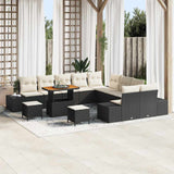 vidaXL Tuinbank Set met kussen 13 pcs Zwart poly rattan