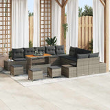 vidaXL Tuinbank Set met kussen 13 pcs Zwart poly rattan