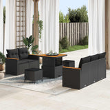 vidaXL Tuinbank Set 8 pcs Zwart poly rattan