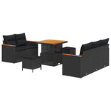 vidaXL Tuinbank Set 8 pcs Zwart poly rattan