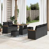 vidaXL Tuinbank Set 8 pcs Zwart poly rattan