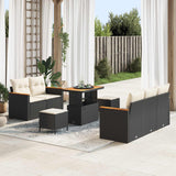 vidaXL Tuinbank Set 8 pcs Zwart poly rattan