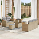 vidaXL Tuinbank Set 8 pcs Zwart poly rattan