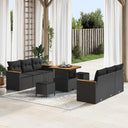 vidaXL Tuinbank Set 9 pcs Zwart poly rattan