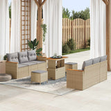 vidaXL Tuinbank Set 9 pcs Zwart poly rattan