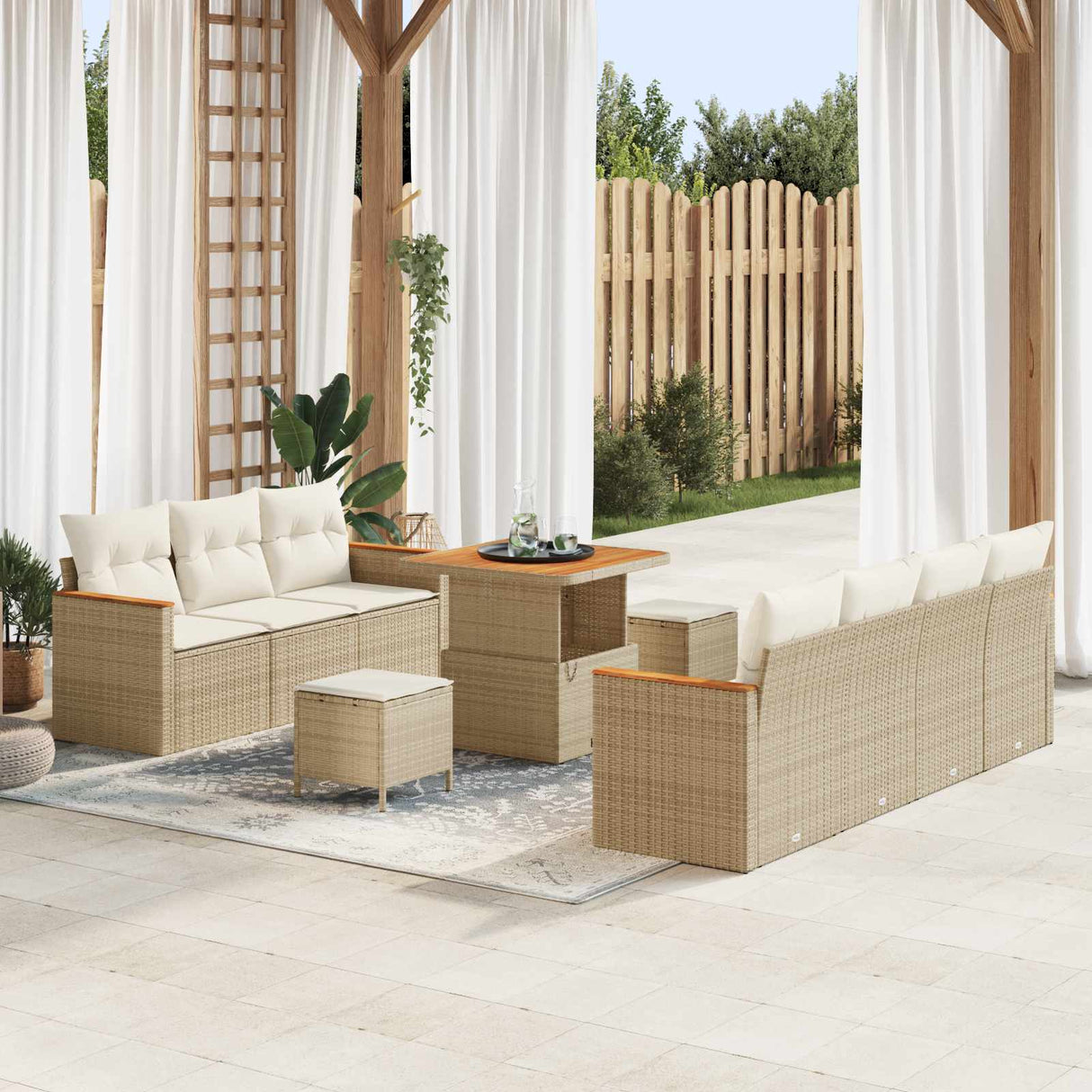 vidaXL Garden Sofa Set 10 pcs Black poly rattan