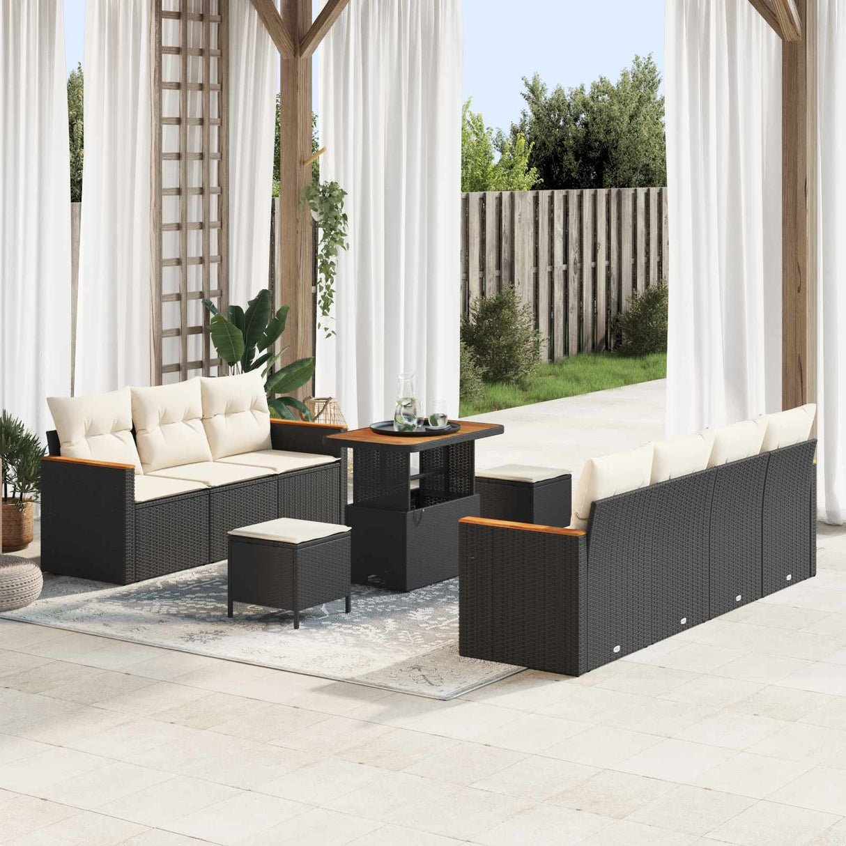 vidaXL Garden Sofa Set 10 pcs Black poly rattan