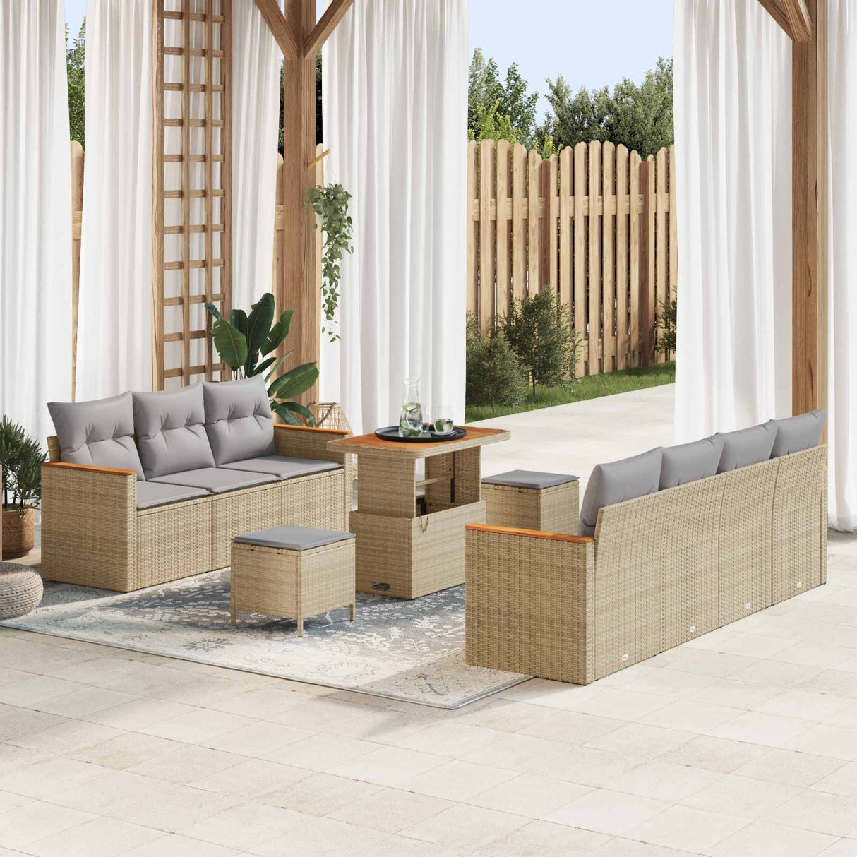 vidaXL Garden Sofa Set 10 pcs Black poly rattan