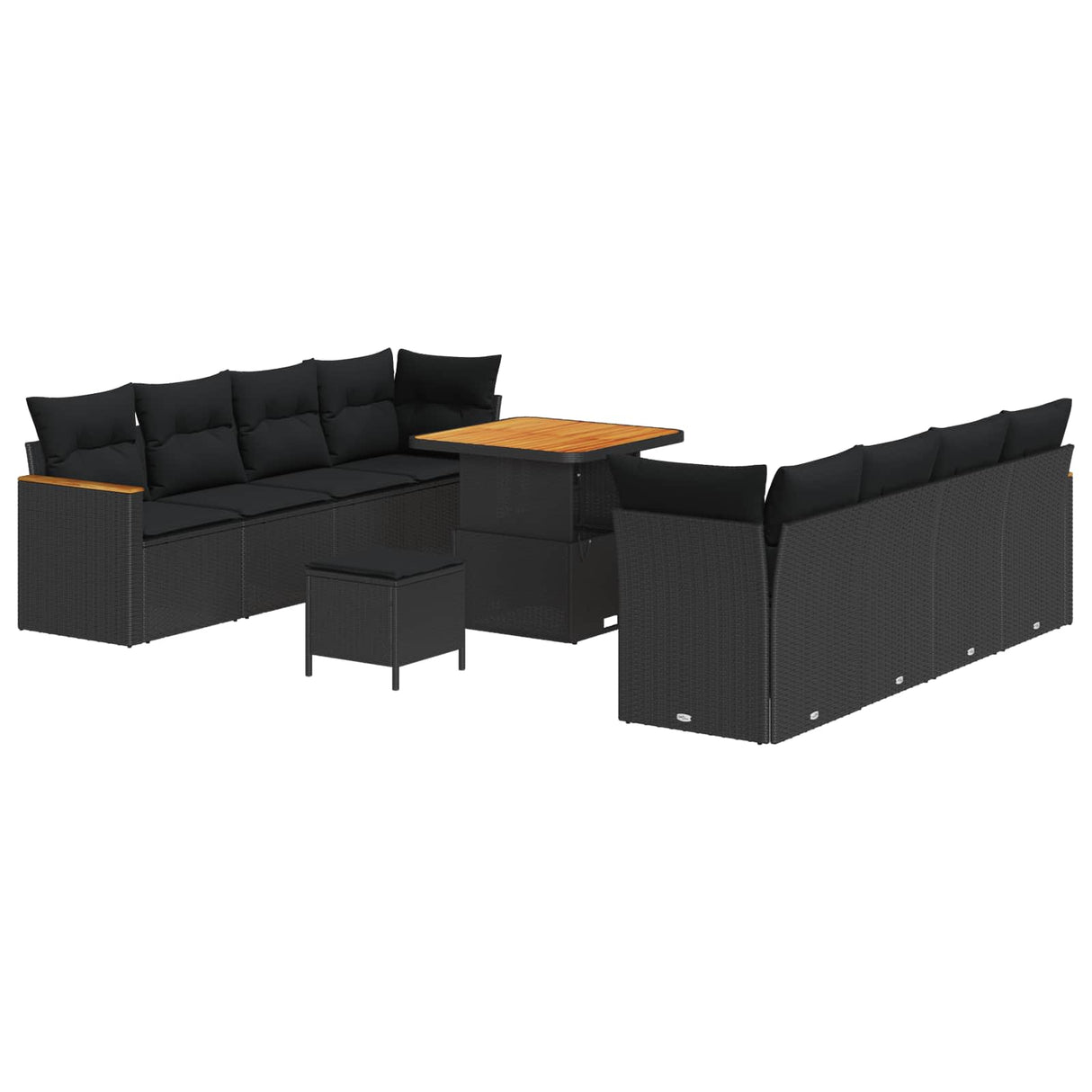 vidaXL Garden Lounge Set 11 pcs Black poly rattan