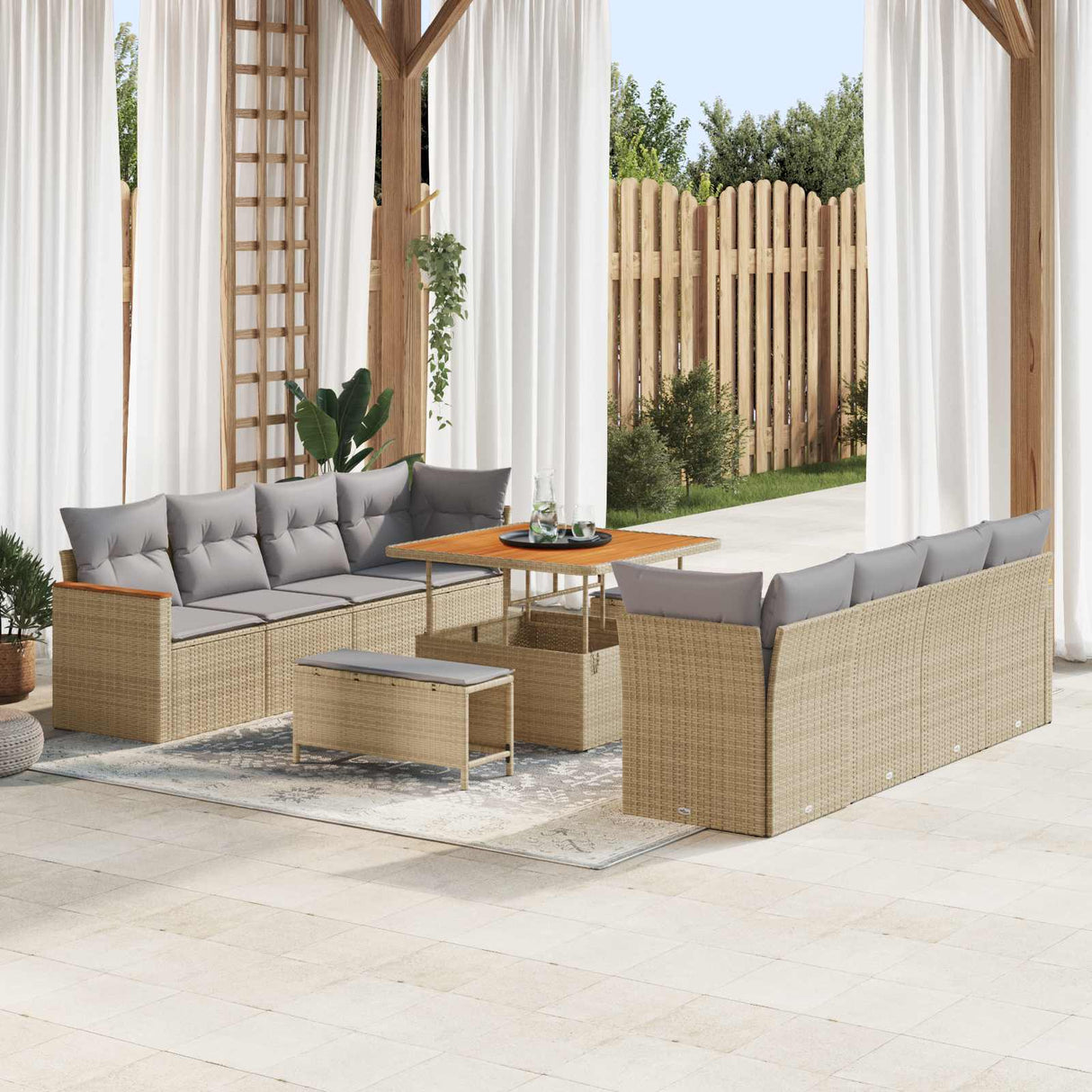 vidaXL Garden Lounge Set 11 pcs Black poly rattan