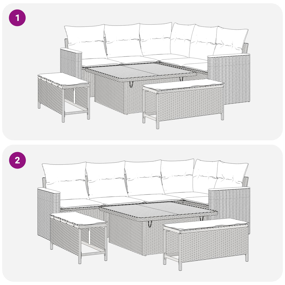 vidaXL Garden Lounge Set 8 pcs Black poly rattan