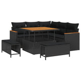 vidaXL Garden Lounge Set 8 pcs Black poly rattan