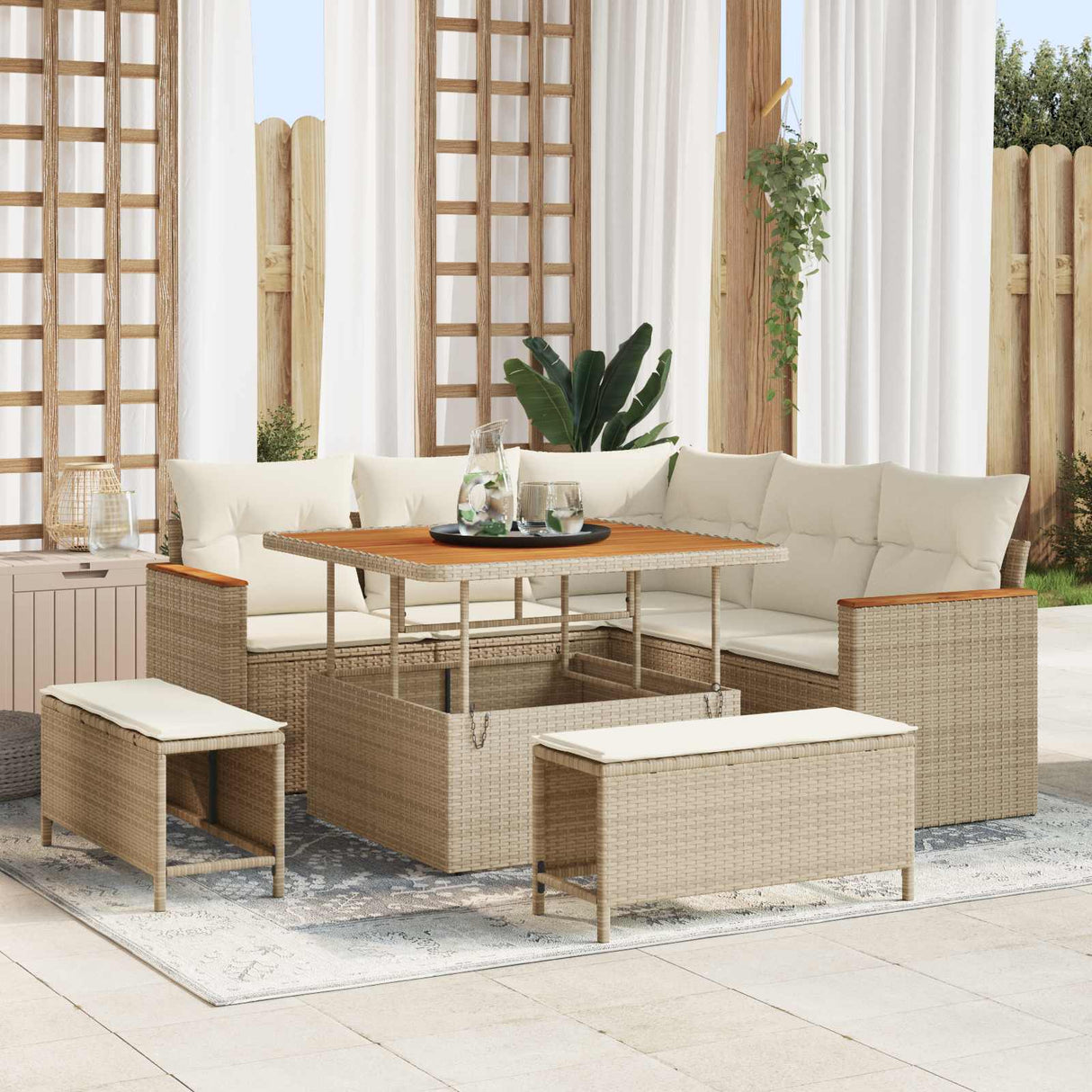 vidaXL Garden Lounge Set 8 pcs Black poly rattan