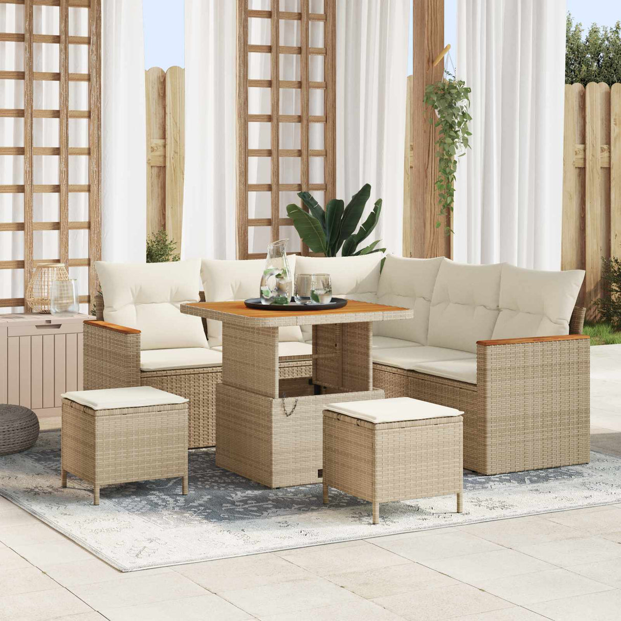 vidaXL Garden Lounge Set 8 pcs Black poly rattan
