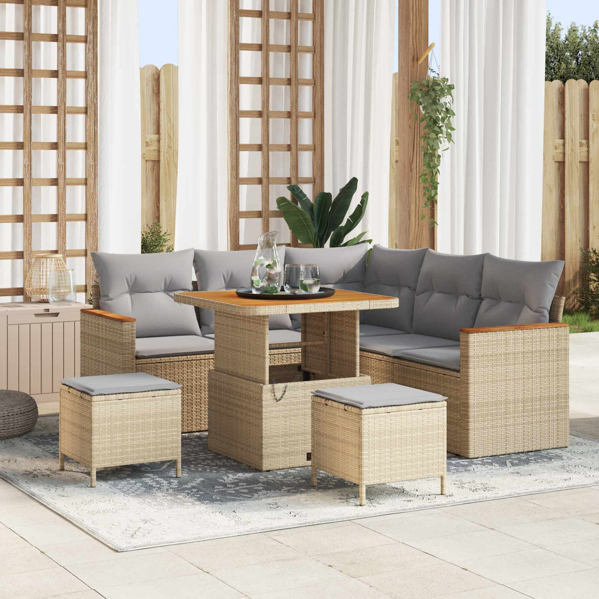 vidaXL Garden Lounge Set 8 pcs Black poly rattan
