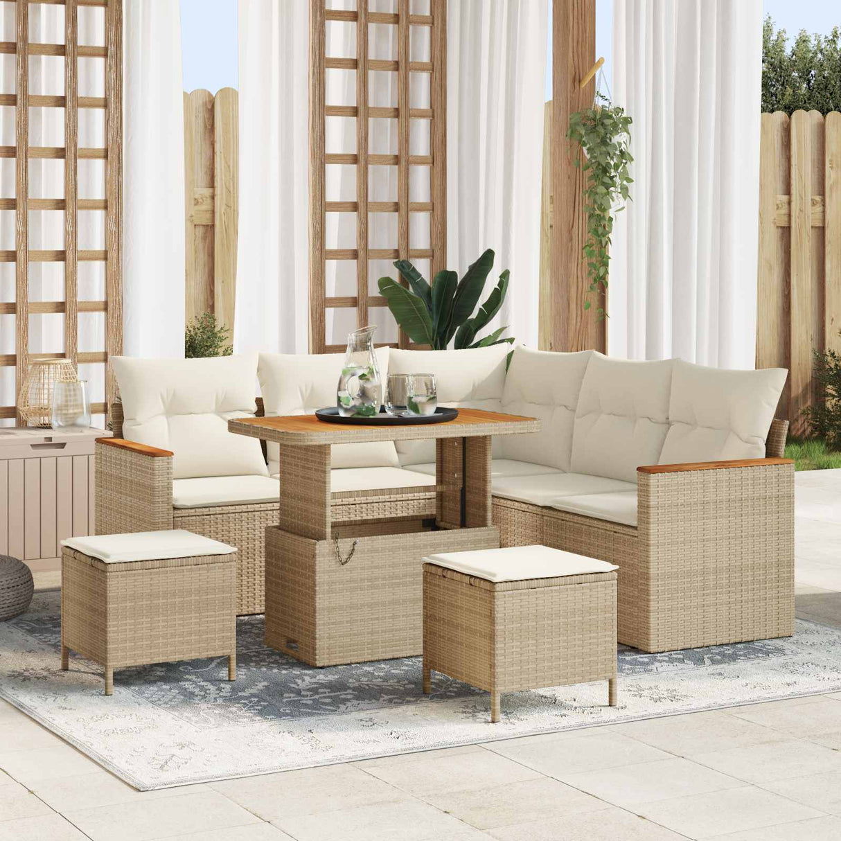 vidaXL Garden Lounge Set 8 pcs Black poly rattan