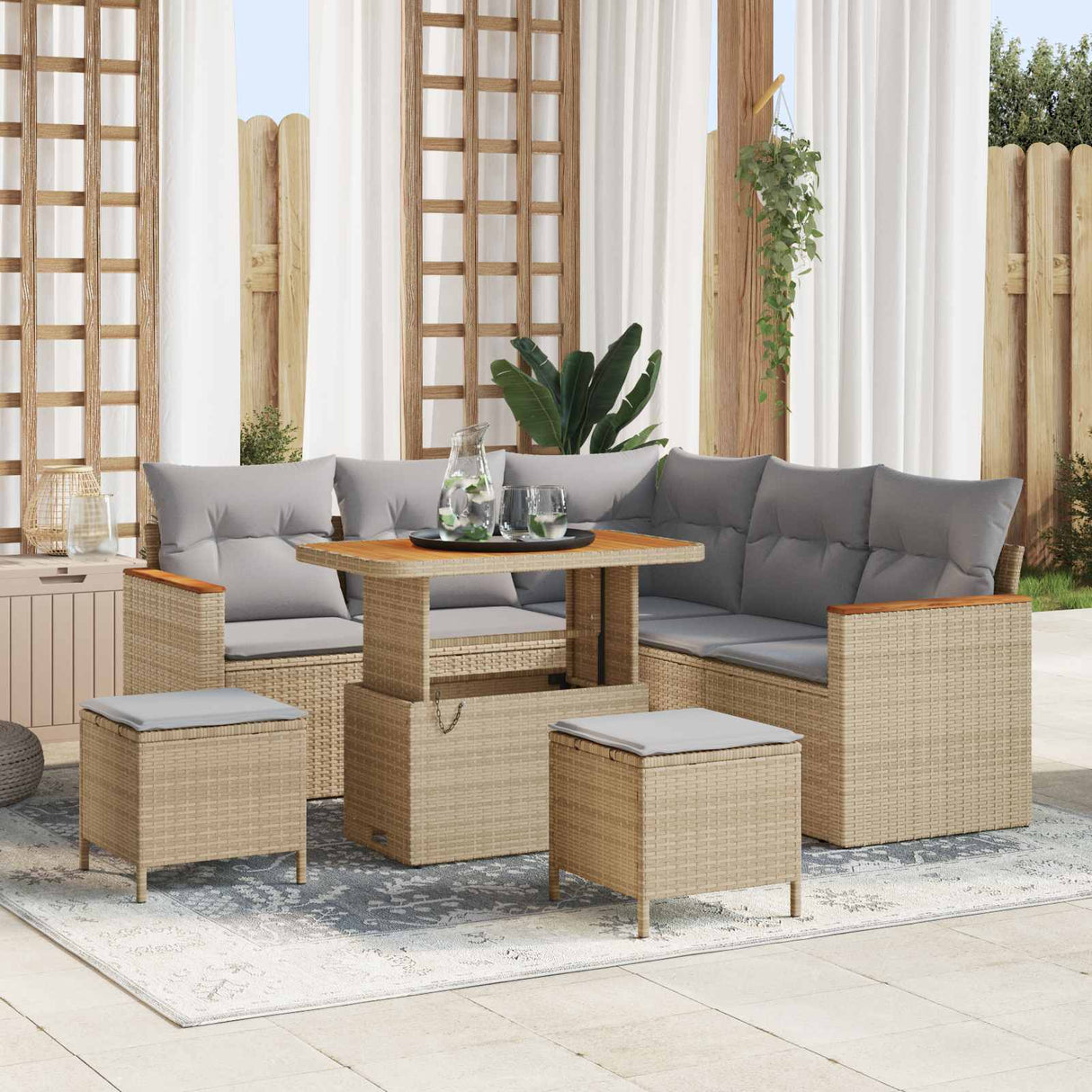 vidaXL Garden Lounge Set 8 pcs Black poly rattan