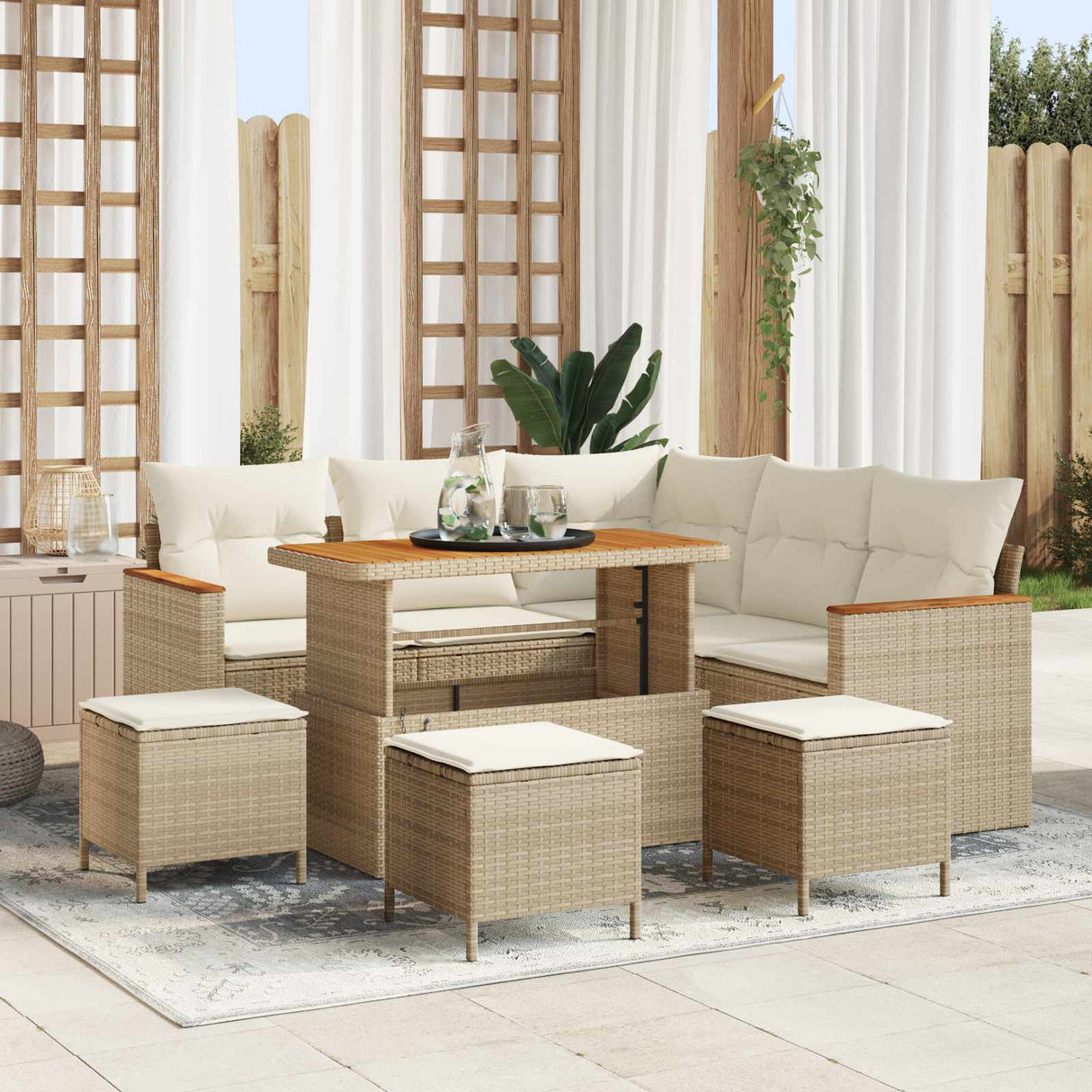 vidaXL Garden Lounge Set 8 pcs Black poly rattan